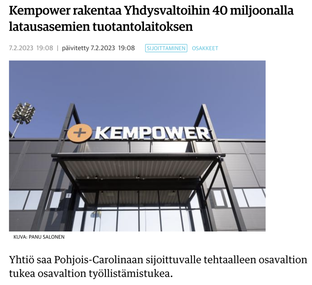 Kempower rakentaa yhdysvaltoihin 50 miljoonalla latausasemien tuotantolaitoksen jpg mihinsitasaastais.fi