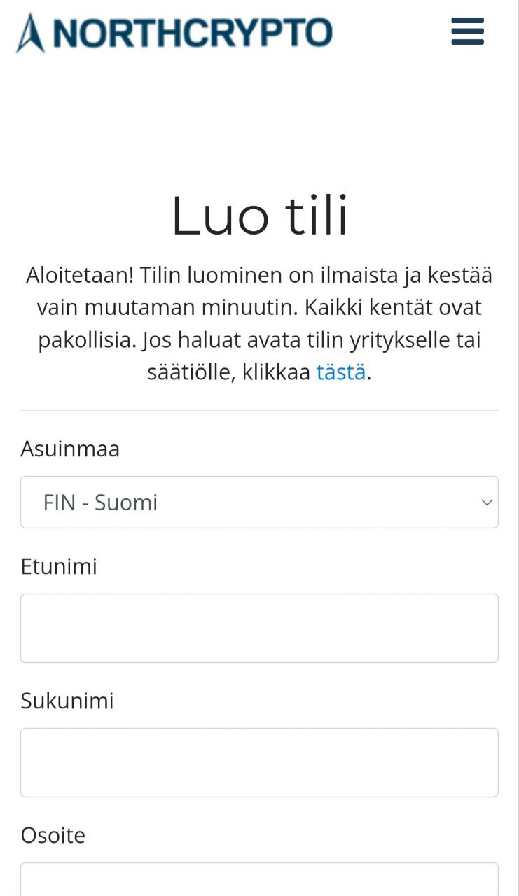 Northcrypto rekisteröinti